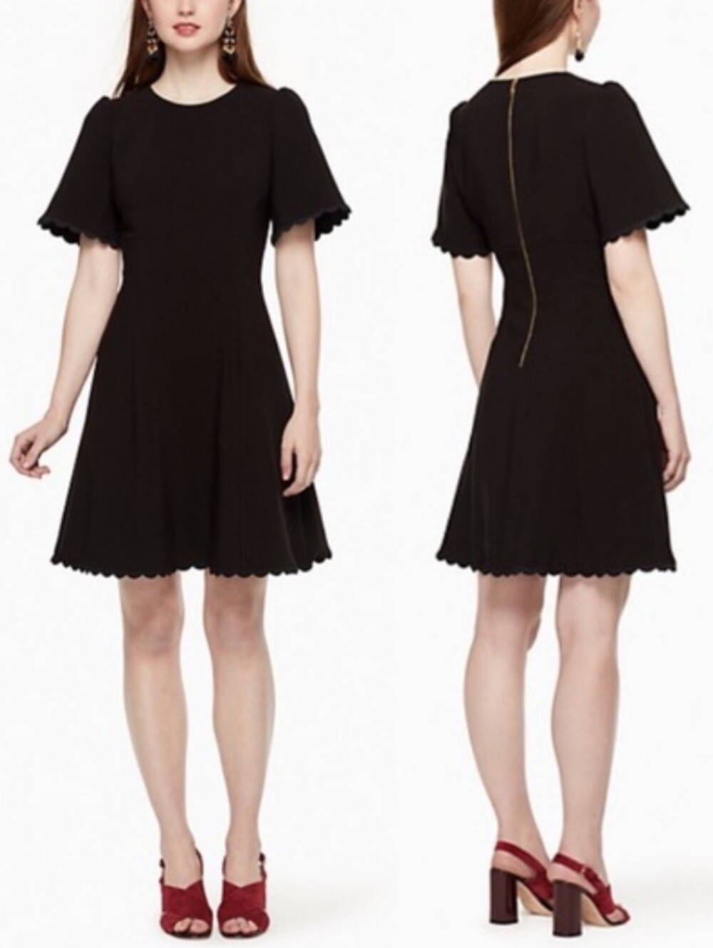kate spade Black Scallop Crepe Swing Mini Dress Size 6
